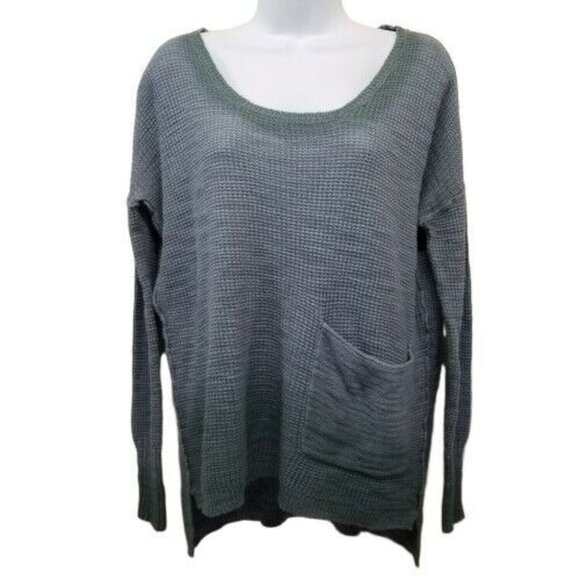 Moth S Ombre Green Blue Sweater Pocket Anthropologie UPTOWN Boxy Oversized - Picture 2 of 6